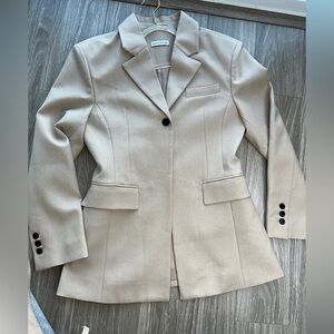 Moon River Beige Single-Button Tailored Blazer